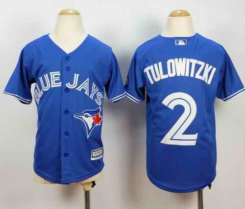 Blue Jays #2 Troy Tulowitzki Blue Cool Base Stitched Youth MLB Jersey