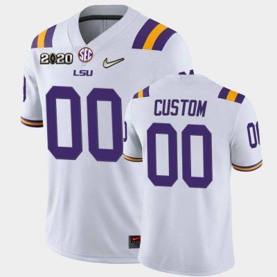 Men's LSU Tigers Customized White 2020 National Championship Limited Stitched Jersey