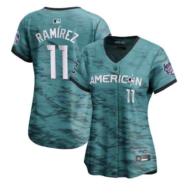 Women's Cleveland Guardians #11 Jos' Ram'rez Teal 2023 All-star Stitched Baseball Jersey(Run Small)