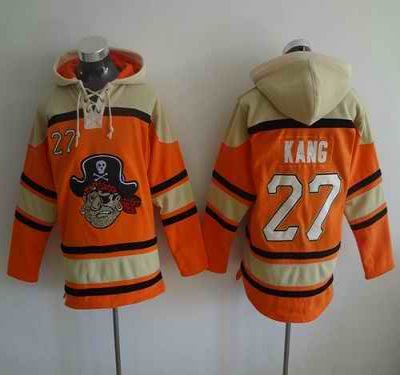 Pirates #27 Jung-ho Kang Orange Sawyer Hooded Sweatshirt MLB Hoodie