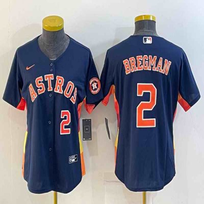 Women's Houston Astros #2 Alex Bregman Navy With Patch Cool Base Stitched Baseball Jersey(Run Small)