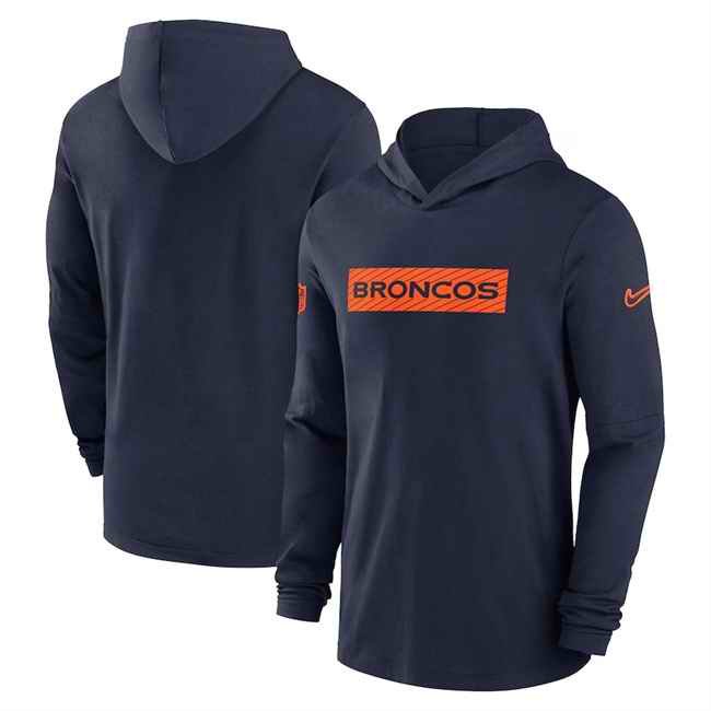 Men's Denver Broncos Navy Sideline Performance Hoodie