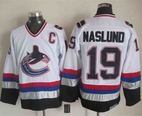 Canucks #19 Markus Naslund White/Black CCM Throwback Stitched NHL Jersey