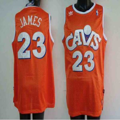 Mitchell and Ness Cavaliers #23 LeBron James Stitched Orange CAVS NBA Jersey