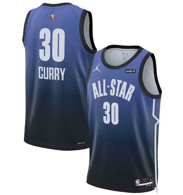 Men's 2023 All-Star #30 Stephen Curry Blue Game Swingman Stitched Basketball Jersey