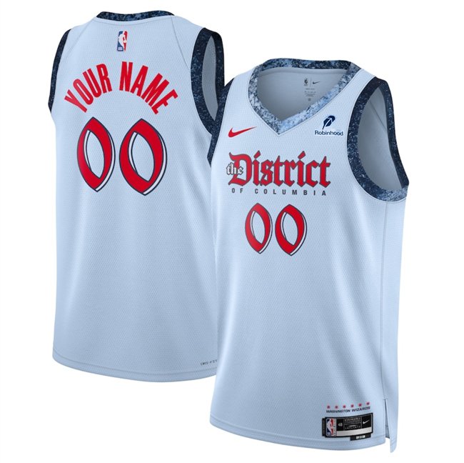 Men's Washington Wizards Active Player Custom Powder Blue 2024/25 City Edition Stitched Basketball Jersey