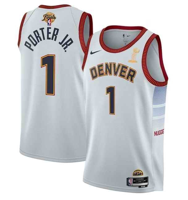 Men's Denver Nuggets #1 Michael Porter Jr. White 2023 Finals Champions Icon Edition Stitched Basketball Jersey