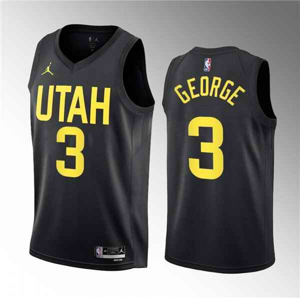 Men's Utah Jazz #3 Keyonte George Black 2023 Draft Statement Edition Stitched Basketball Jersey