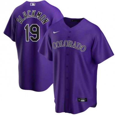 Men's Colorado Rockies #19 Charlie Blackmon Purple Cool Base Stitched MLB Jersey