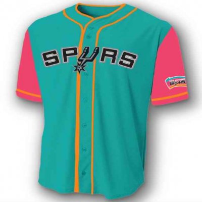 Men's San Antonio Spurs Teal  Pink Cool Base Stitched Baseball Jersey