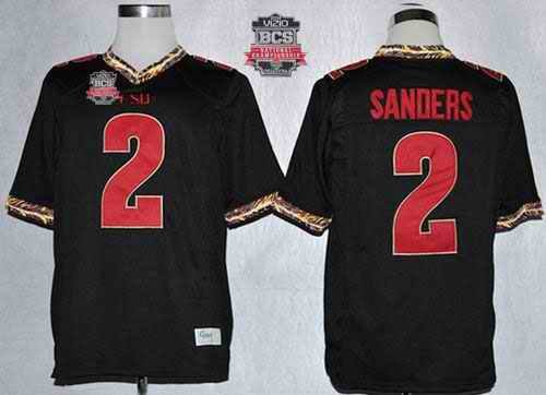 Seminoles #2 Deion Sanders Black 2014 BCS Bowl Patch Stitched NCAA Jersey