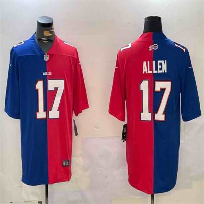 Men's Buffalo Bills #17 Josh Allen Royal/Red Split Limited Stitched Jersey