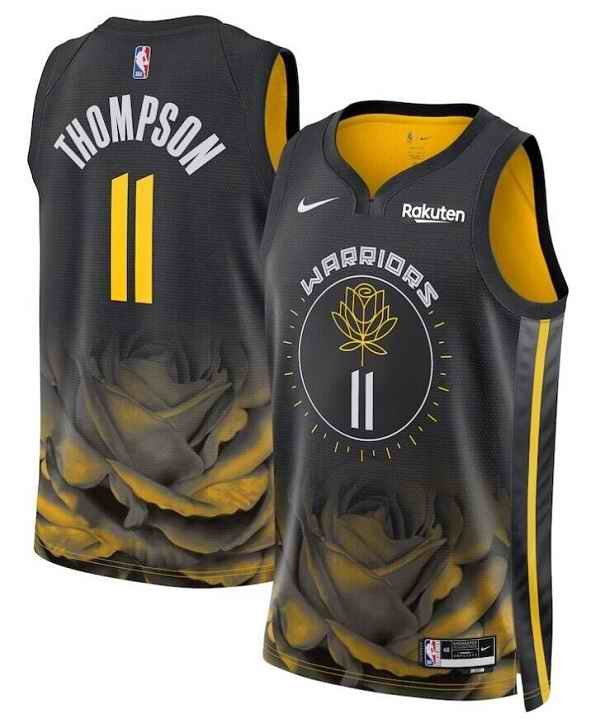 Men's Golden State Warriors #11 Klay Thompson 2022/2023 Black City edition Stitched Basketball Jersey