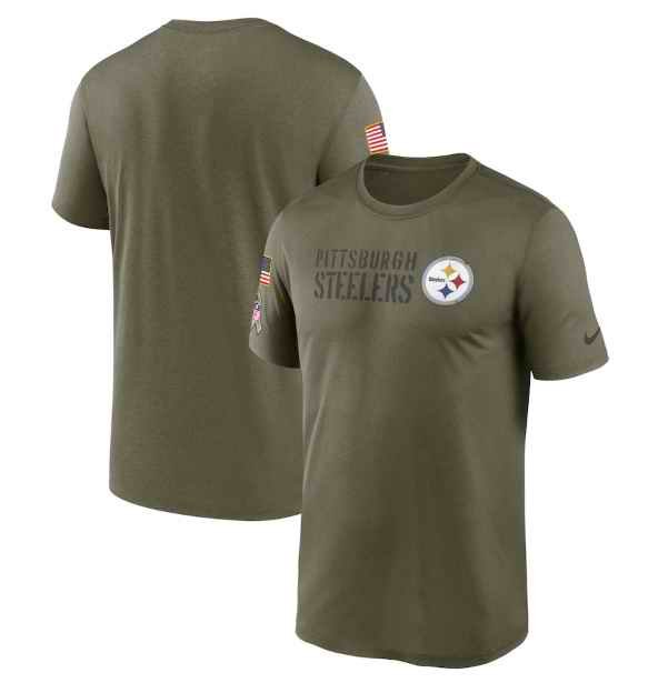 Men's Pittsburgh Steelers Olive 2022 Salute to Service Legend Team T-Shirt