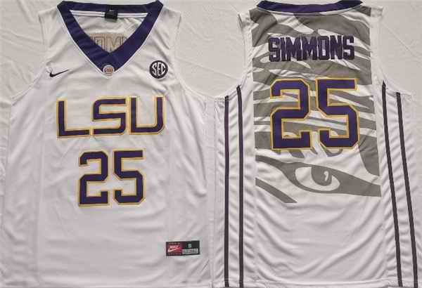 Men's LSU Tigers #25 Ben Simmons White Stitched Jersey