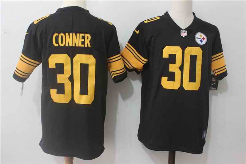 Men's Nike Pittsburgh Steelers #30 James Conner Black Stitched NFL Limited Rush Jersey