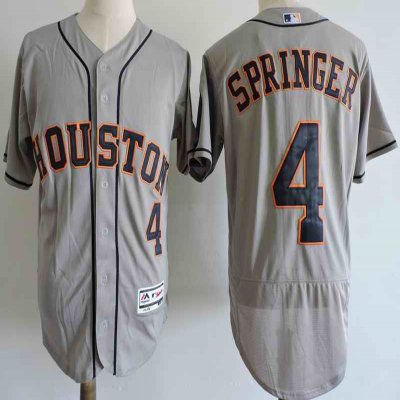 Men's Houston Astros #4 George Springer Gray Elite Stitched MLB Jersey