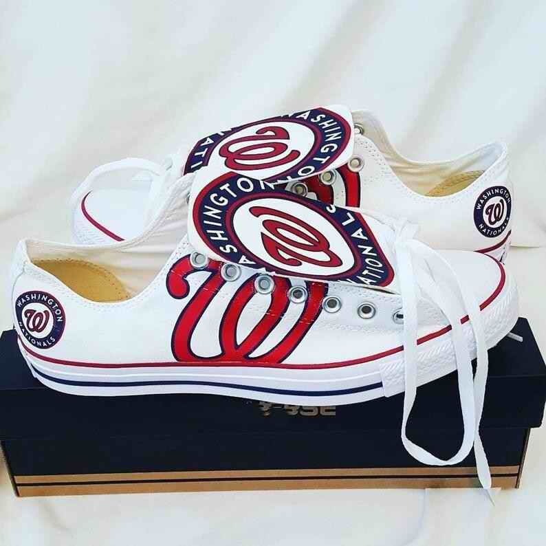 Women's Washington Nationals Repeat Print Low Top Sneakers 004