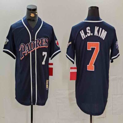 Men's San Diego Padres #7 Ha-Seong Kim Navy 1998 World Series Cool Base Stitched Jersey