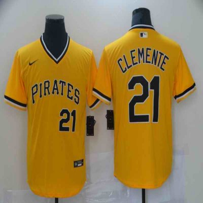 Men's Pittsburgh Pirates #21 Roberto Clemente Yellow Cool Base Stitched Jersey