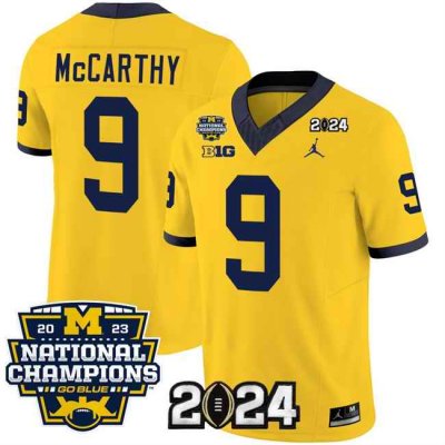 Men's Michigan Wolverines ACTIVE PLAYER Custom Yellow 2024 F.U.S.E. With 2023 National Champions Patch Stitched Jersey