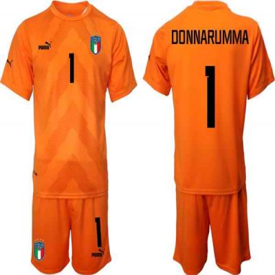 Men's Italy #1 Donnarumma Orange Goalkeeper Soccer Jersey Suit