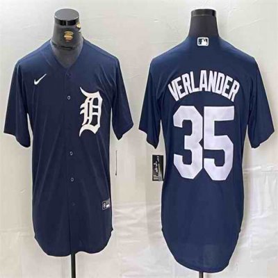 Men's Detroit Tigers #35 Justin Verlander Navy Cool Base Stitched Baseball Jersey