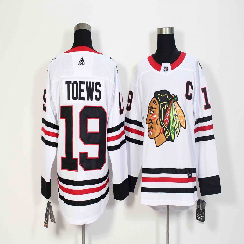 Men's Adidas Chicago Blackhawks #19 Jonathan Toews White Stitched NHL Jersey