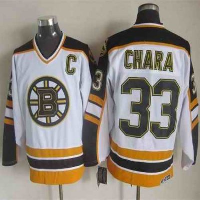 Bruins #33 Zdeno Chara White/Black CCM Throwback Stitched NHL Jersey