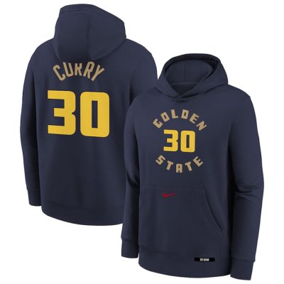 Men's Golden State Warriors #30 Stephen Curry Navy 2024/25 City Edition Fleece Club Pullover Hoodie