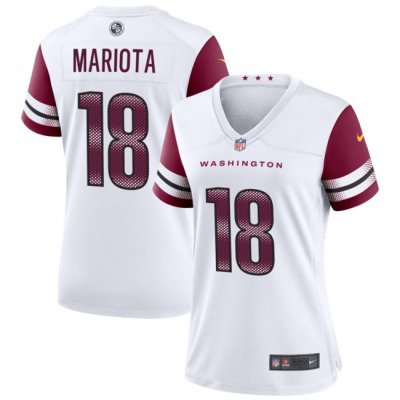 Women's Washington Commanders #18 Marcus Mariota White Stitched Jersey(Run Small)