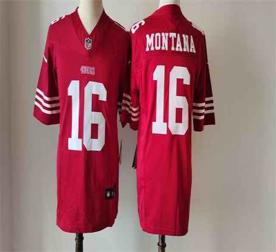 Men's NFL San Francisco 49ers #16 Joe Montana Red 2023 F.U.S.E. Vapor Untouchable Limited Stitched Jersey