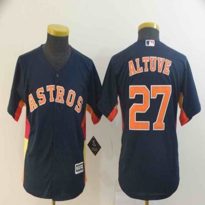 Youth Houston Astros #27 Jose Altuve Navy Cool Base Player Stitched MLB Jersey