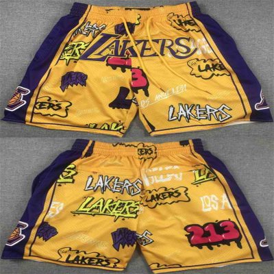 Men's Los Angeles Lakers Yellow Shorts (Run Small)