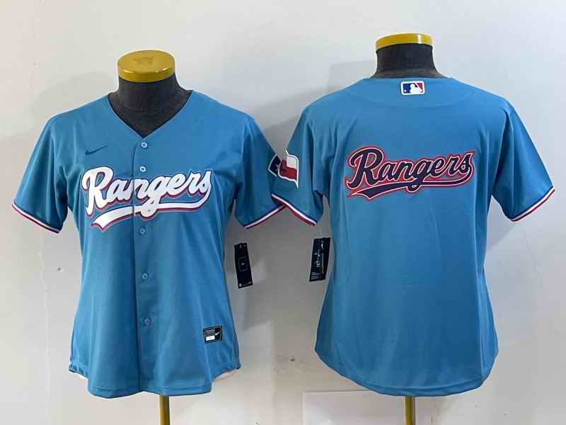 Youth Texas Rangers Blue Team Big Logo With Patch Stitched Baseball Jersey