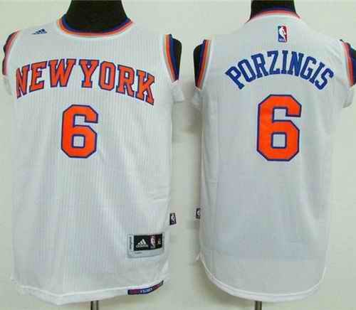 Knicks #6 Kristaps Porzingis White Stitched Youth NBA Jersey