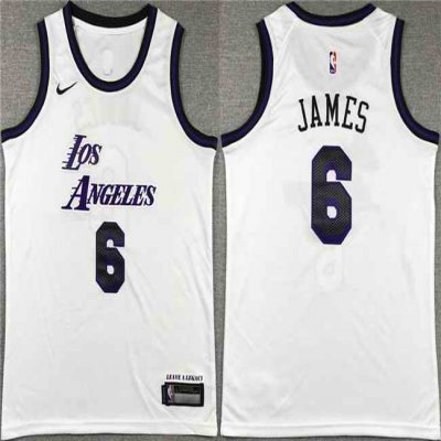 Youth Los Angeles Lakers #6 LeBron James White Stitched Basketball Jersey