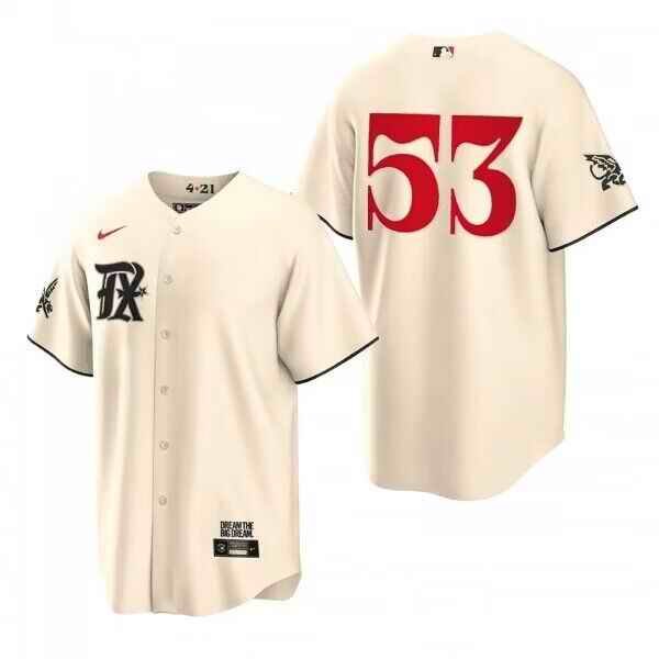 Men's Texas Rangers #53 Adolis Garc'a Cream 2023 City Connect Cool Base Stitched Baseball  Jersey