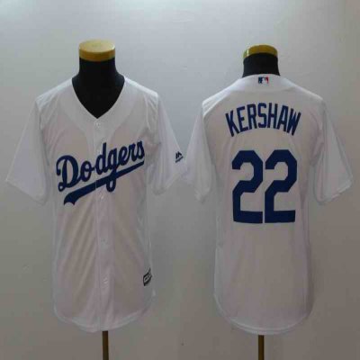 Youth Los Angeles Dodgers #22 Clayton Kershaw White Cool Base Stitched MLB Jersey