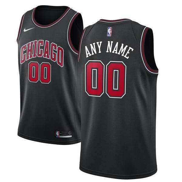 Men's Chicago Bulls Black Customized Stitched NBA Jersey