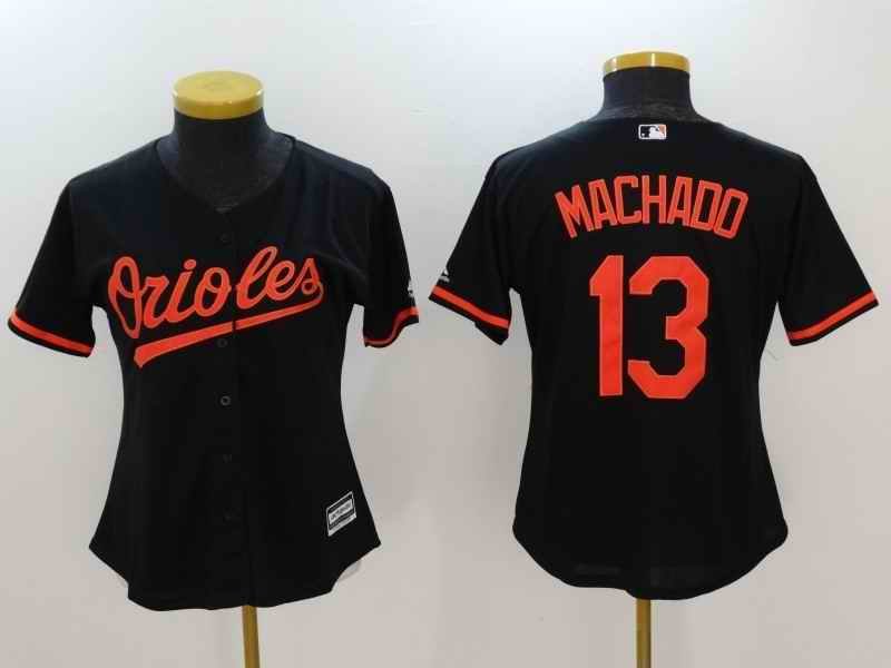 Women's Baltimore Orioles #13 Manny Machado Black Cool Base Stitched Jersey