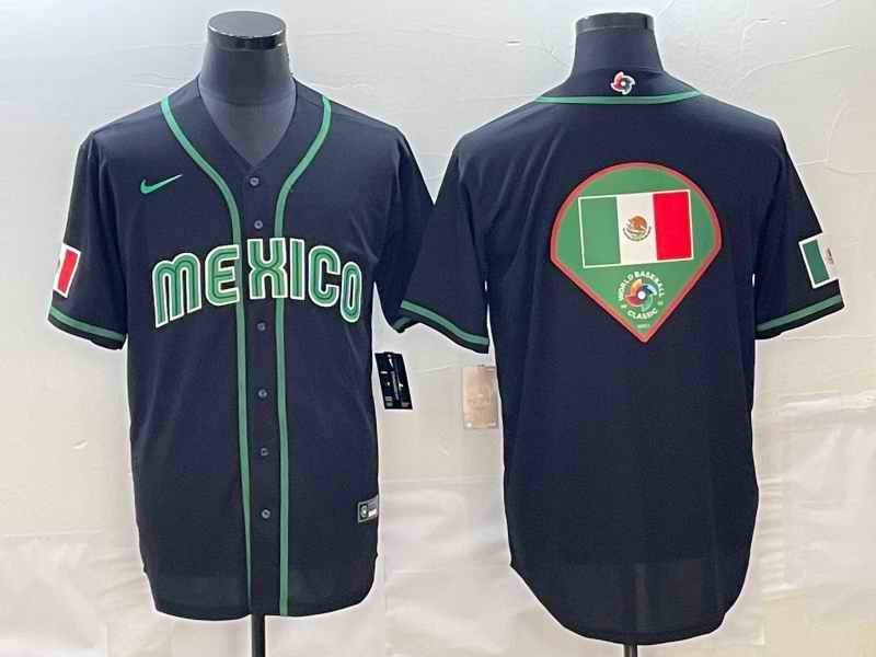 Men's Mexico Baseball 2023 Black World Baseball Big Logo Classic Stitched Jersey