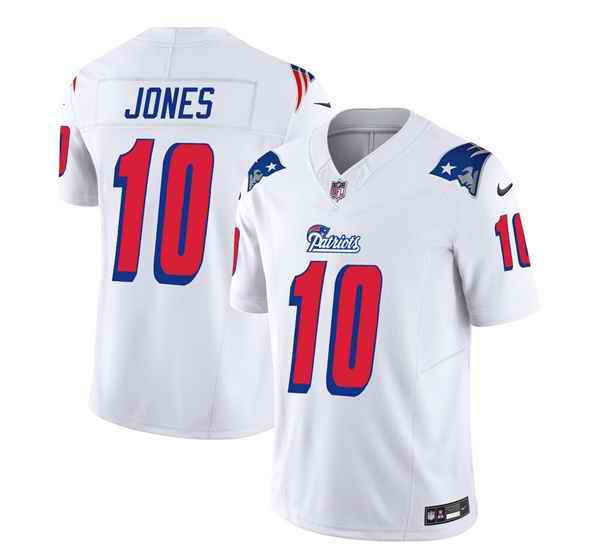 Men's New England Patriots #10 Mac Jones White 2023 F.U.S.E. Throwback Limited Stitched Football Jersey