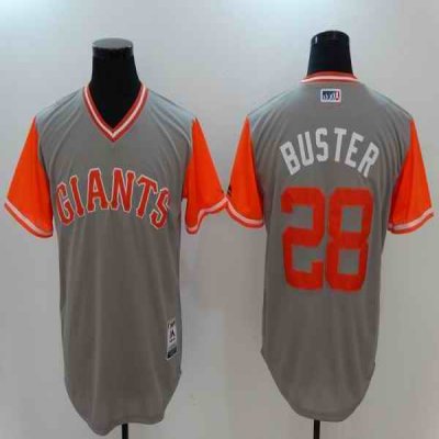 Men's San Franciscoc Giants #28 Buster Posey Grey Stitched MLB Jersey