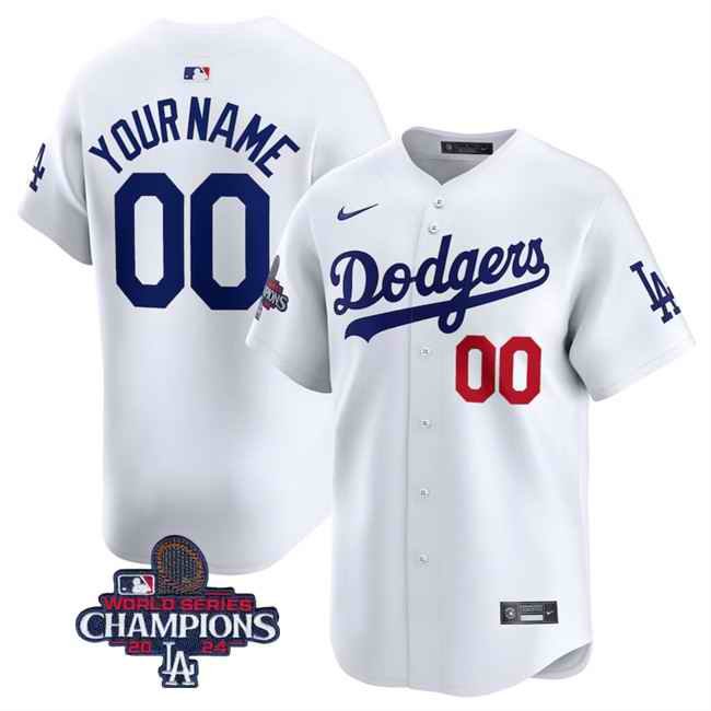 Men's Los Angeles Dodgers Active Player Custom White 2024 World Series Home Limited Stitched Baseball Jersey