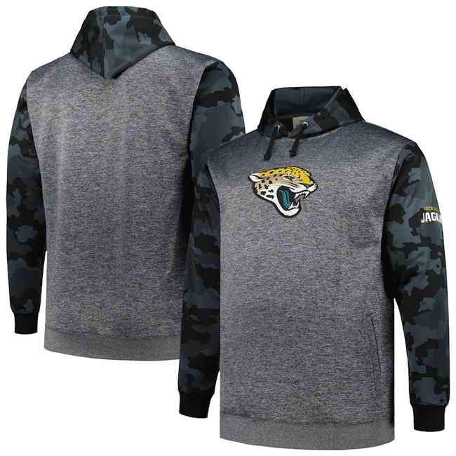 Men's Jacksonville Jaguars Heather Charcoal Big & Tall Camo Pullover Hoodie