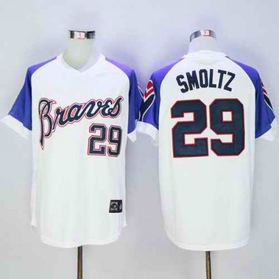 Mitchell And Ness 1973 Braves #29 John Smoltz White Throwback Stitched MLB Jersey