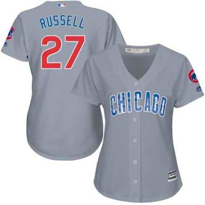 Cubs #27 Addison Russell Grey Road Women's Stitched MLB Jersey