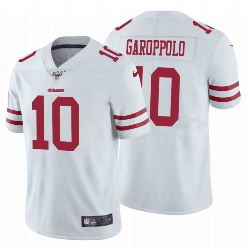 Men's San Francisco 49ers #10 Jimmy Garoppolo White 2019 100th season Vapor Untouchable Limited Stitched NFL Jersey