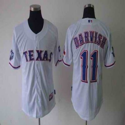 Rangers #11 Yu Darvish White 40th Anniversary Patch Cool Base Stitched MLB Jersey